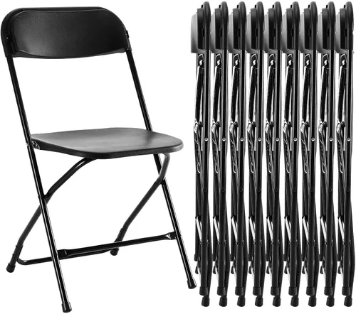 Miniatura 12 de Sillas plegables, para interiores y exteriores, portátiles, apilables, de plástico, para fiestas, bodas y oficina, paquete de 4, color negro