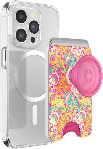 Miniatura 11 de Cartera para teléfono PopSockets con soporte expandible, tarjetero para teléfono - Nubes rosas Rosa (Pink Clouds)