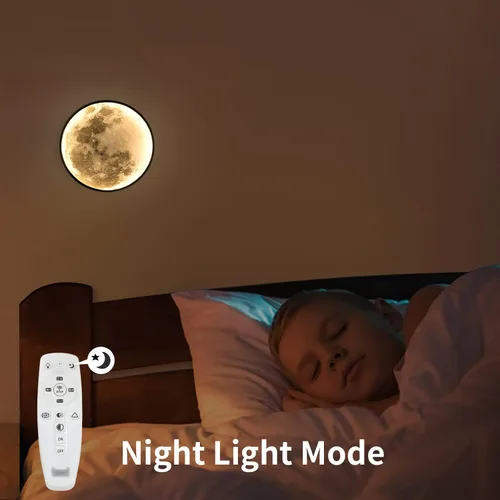 Miniatura 5 de QIYIMEILUX - Lámpara de pared de luna regulable con enchufe moderno LED con control remoto de 9.5 pulgadas y 15 W, lámpara de pared negra para Negro