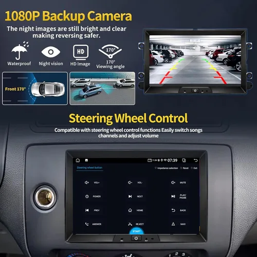 Miniatura 8 de Radio de coche para Ford Edge 2007-2010 Ford Taurus/Sable 2008-2009 Focus 2005-2007 Unidad principal de radio estéreo de mejora con CarPlay Pantalla