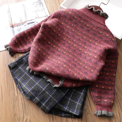 Miniatura 8 de Camisetas para bebé niña, suéter con mangas de suéter, ropa de una niña larga con fondo largo para niñas de bebé simple