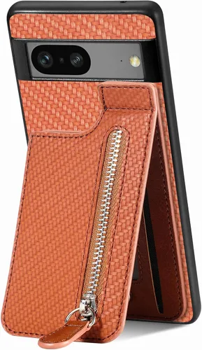 Miniatura 10 de LEMAXELERS Funda tipo cartera con cremallera y tarjetero para Google Pixel 7 Pro, piel sintética plegable con función atril magnético, cierre