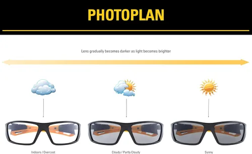 Miniatura 4 de CAT Photoplan - Lentes de seguridad fotocromáticos, ANSI Z87.1, protección UV, antiniebla, resistentes a los arañazos, ajuste universal para hombres
