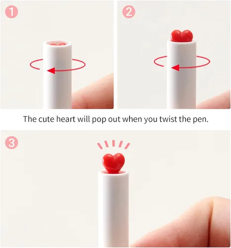 Miniatura 2 de Kaco FIRST Bolígrafos de Gel, Juego de 2 Piezas de Papelería Linda con Diseño de Corazón, Incluyen 4 Recargas Negras Extra de Secado Rápido, 2 blanco
