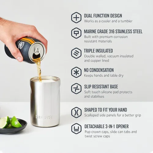 Miniatura 4 de Huski Enfriador de cerveza 2.0 Nuevo Soporte para latas y botellas Acero inoxidable de grado marino con triple aislamiento Abridor 3 en 1