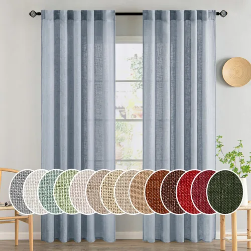 Miniatura 29 de MIULEE Cortinas de lino blanco de 108 pulgadas de largo para dormitorio, sala de estar, cortinas de ventana con textura de lino suave y grueso, Lino