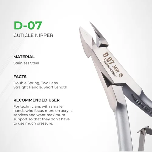 Miniatura 3 de NGHIA Alicate de cutículas D-07 JAW 12 Acero inoxidable Duradero y afilado Diseño ergonómico Chapado en gris Ideal para salones y uso