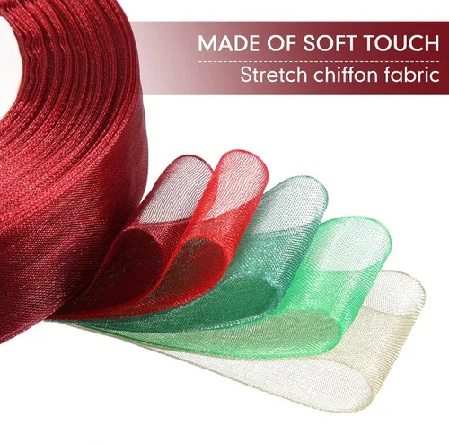 Miniatura 3 de Cinta de organza de 50 yardas, cinta de gasa transparente, para manchas de color rosa polvorienta, para San Valentín, Navidad, boda, regalo, ramos