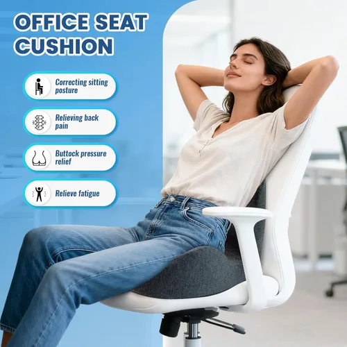 Miniatura 4 de Cojín de asiento – Cojín de espuma viscoelástica para silla de oficina, almohada de soporte lumbar de una pieza, para alivio de la presión