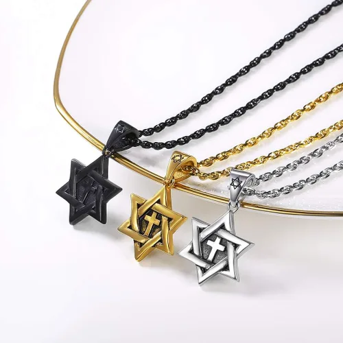 Miniatura 2 de PROSTEEL Collar con colgante y cadena de acero inoxidable de la estrella de David judía, joyería de Israel para hombres y mujeres