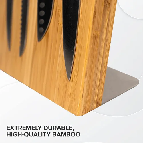 Miniatura 3 de Coninx Soporte magnético para cuchillo con potente imán, soporte de guarda de madera de bambú, bloque organizador sin cuchillos