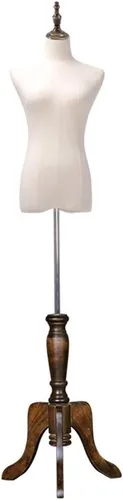 Dress Form Female Model Torso Display Mannequin Body with Wood Tripod Stand, 53-70 Inch Height Adjustable Interesting(Antique Color-M)