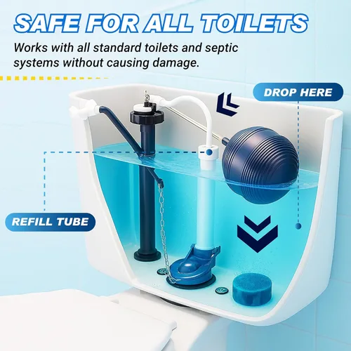 Miniatura 5 de Shinefy - Limpiador automático para inodoro en tabletas – 20 pastillas - Limpiadores de tanque de baño de gel azul, removedor de anillos de agua