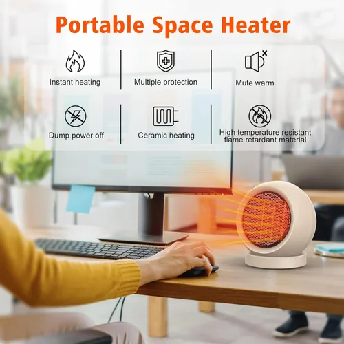 Miniatura 2 de Coolfor Calentador de Espacio, PTC Cerámico/Calentador Eléctrico Portátil de Escritorio de Alto Rendimiento, Calentador de Escritorio para Hogar