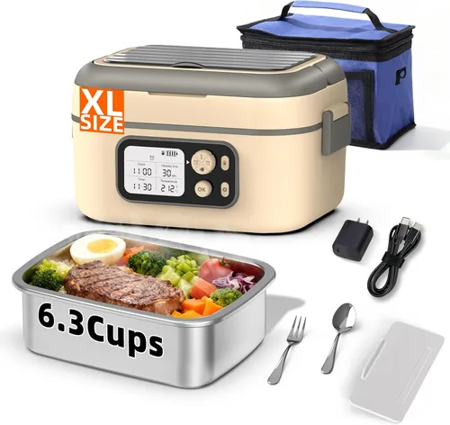 Miniatura 10 de Lonchera eléctrica inalámbrica XL de 6.3 tazas para adultos, 20000 mAh recargable alimentada por batería inteligente para hombres y mujeres