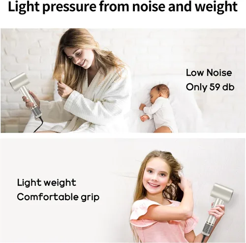 Miniatura 8 de PARWIN PRO BEAUTY Secador de pelo Air-Sonic con difusor, pantalla LED HD y secador iónico de alta velocidad de 110.000 RPM, rizadores de envoltura