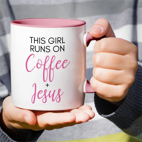 Miniatura 9 de Retreez Taza divertida – This Girl Runs on Coffee + Jesus - Tazas de café de cerámica de 11 onzas – Divertido, sarcasmo, sarcástico, motivacional