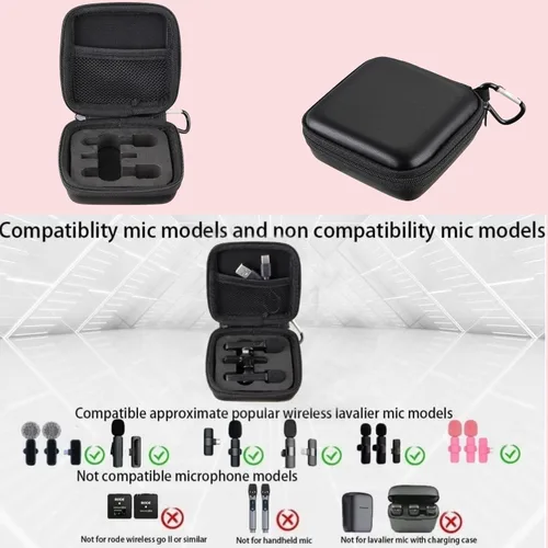 Miniatura 5 de Estuche de viaje duro para micrófono, estuche de micrófono Lavalier inalámbrico con 3 ranuras para micrófono de solapa con clip para micrófono