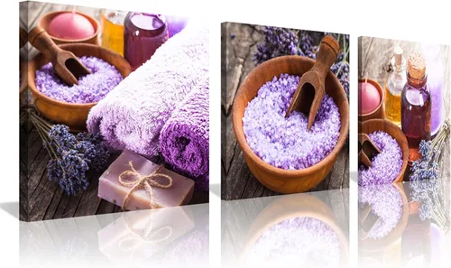 Miniatura 18 de NAN Wind 3 piezas de arte de pared de orquídea azul, piedras de spa zen, impresión en lienzo, gotitas de agua, naturaleza muerta, botánica