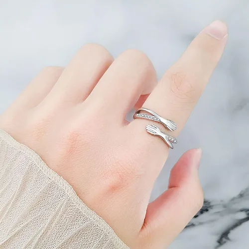 Miniatura 30 de Anillo de plata de ley 925, minimalista, ajustable, hecho a mano, para mujeres y niñas