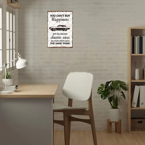 Miniatura 6 de EMOHAT Letrero de metal vintage con texto en inglés "You Can't Buy Happiness But You Can Buy a Classic Cars Funny Garage Metal Sign Home Bedroom Bar