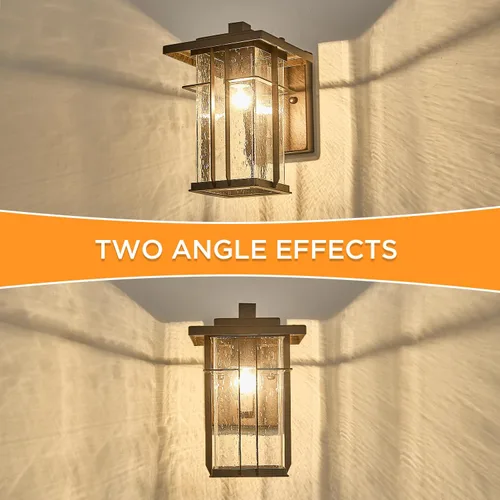 Miniatura 5 de Paquete de 2 lámparas de pared para exteriores del anochecer al amanecer, lámpara de pared exterior de bronce aceitado, montaje en pared, luz