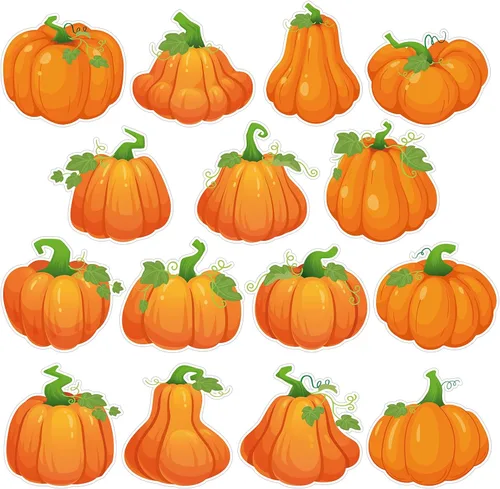 Miniatura 8 de Zhanmai 60 piezas de calabazas de Acción de Gracias, decoración de tablón de anuncios de otoño, Acción de Gracias, recortes de calabaza de papel