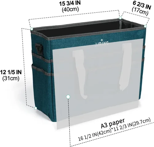 Miniatura 2 de JJRING Bolsa Organizadora para Manualidades, Caddy Grande de Almacenamiento de Arte con Múltiples Bolsillos, Bolsa de Costura Azul Verdosa