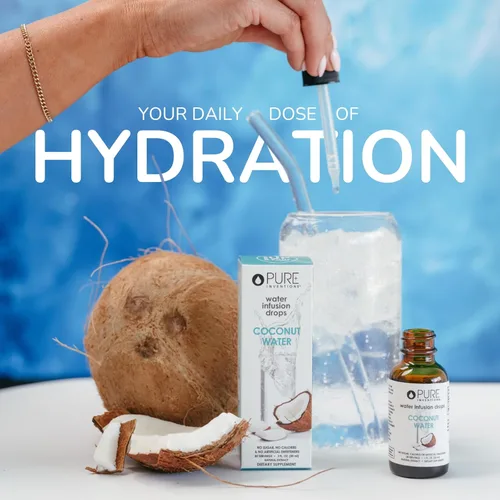 Miniatura 4 de Pure Inventions Gotas de agua de coco – Potenciador de hidratación con electrolitos – Sin azúcar, cero calorías, sin edulcorantes artificiales – 30