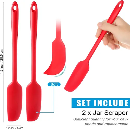 Miniatura 2 de Patelai 2 piezas de espátulas de silicona con mango largo, raspador de goma antiadherente, resistente al calor, espátula de silicona para frascos