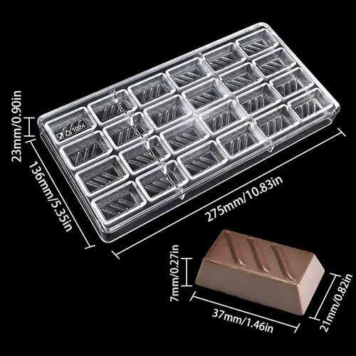 Miniatura 2 de Molde de policarbonato para chocolate, hecho a mano, molde de caramelo de chocolate, herramientas de pastelería, patrón rectangular para hornear