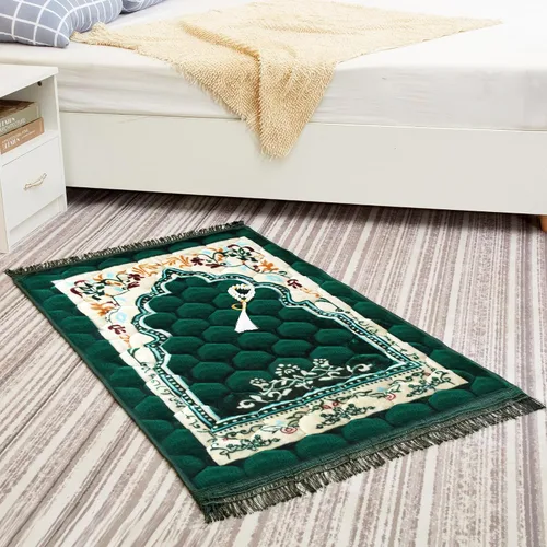 Miniatura 7 de Alfombra de oración musulmana con cuentas de oración Tasbih, suave y grande para oración islámica mate, alfombrilla de oración islámica acolchada