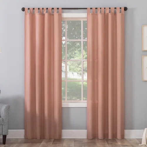 No. 918 Trevor Paquete de 2 Par de Paneles de Cortinas Semitransparentes con Textura de Lino Jaspeado y Trabillas Superiores, 40" x 84", Rosa Agua