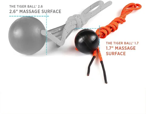 Miniatura 3 de Tiger Tail Tiger Ball 1.7 - Bola de espuma de rodillo + cuerda de 50 pulgadas + cuerda con cable, bola de masaje de tejido profundo: pies, piernas