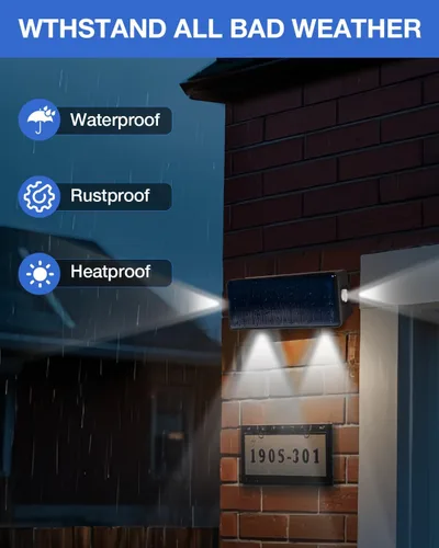 Miniatura 8 de Luces de valla alimentadas por energía solar al aire libre, impermeables, LED de 3 lados, paquete de 8 para patio, cubierta, terraza, barandilla