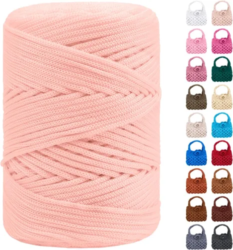 Miniatura 30 de Cordón de macramé de poliéster de 0.118 in x 185 yardas, cordón trenzado de macramé, bolsa de ganchillo, hilo de poliéster para ganchillo, bolsa