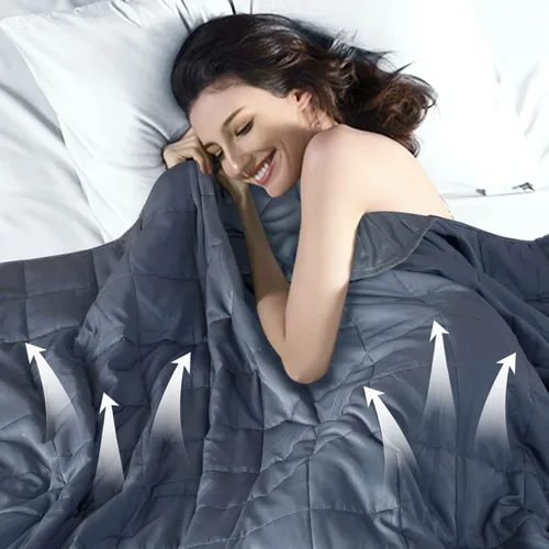 Miniatura 104 de Manta con Peso Azul para Adultos 12 libras, 48"x72", Tamaño Twin Full Manta Pesada Refrescante para 110-130 libras, Mantas Grandes de Microfibra