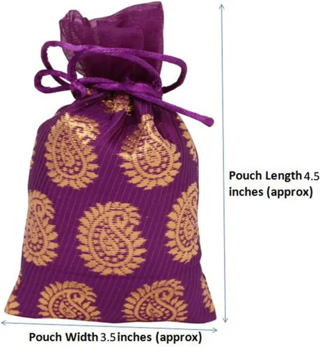 Miniatura 6 de Touchstone Preciosas bolsas de envoltura de regalos reutilizables, respetuosas con el medio ambiente, grandes con cordón de brocado Paisley