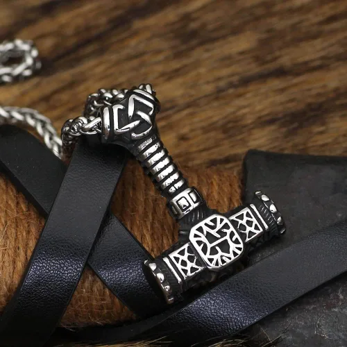 Miniatura 4 de Collar Nordic Viking Mjolnir Thor Hammer Valknut