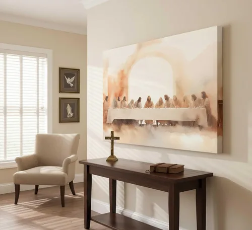 Miniatura 6 de Lienzo decorativo de la última cena para pared, historia bíblica, Jesús cristiano y doce apóstoles, pintura para decoración de pared, póster