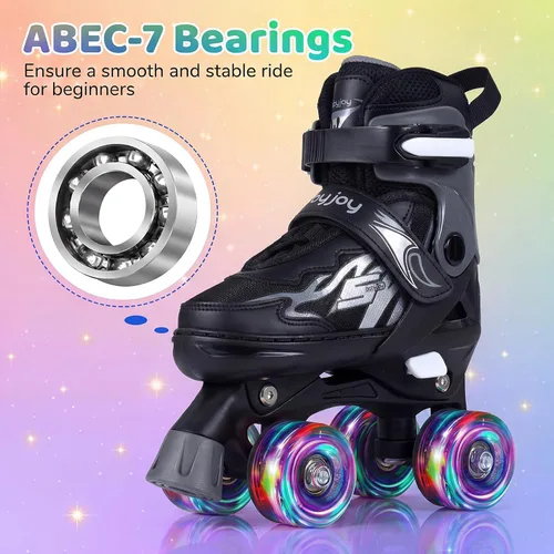 Miniatura 5 de BABY JOY Patines de ruedas ajustables en 4 tamaños para niños de 5 a 14 años de edad, niñas y adolescentes con ruedas iluminadas y protección