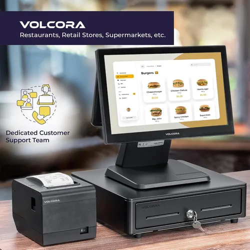 Miniatura 6 de Volcora Cajón de caja registradora para sistema de punto de venta (POS) con esquina redonda de 13 pulgadas, bandeja extraíble para monedas, 4 Negro