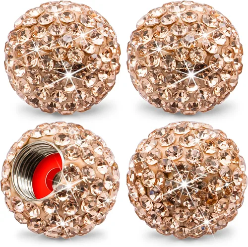 Miniatura 11 de 4 piezas de tapas de vástago de válvula de neumático con cristal brillante de diamante, tapas de válvula de neumático de rueda de coche con brillo