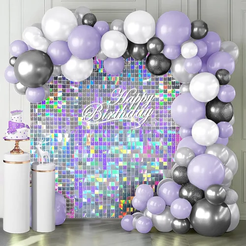EMART Telón de fondo de pared brillante plateado con lentejuelas, decoración de fondo de fotos para fiestas, cumpleaños, bodas, 12 unidades