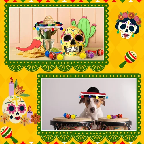 Miniatura 6 de Honoson 12 piezas de madera Fiesta Maracas 6 Cinco de Mayo Mini sombrero superior sombrero para sombrero decoración de fiesta mexicana