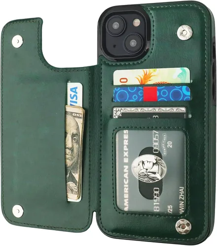 Miniatura 17 de ONETOP - Funda tipo cartera compatible con iPhone 15 Plus con soporte para tarjetas, funda de cuero PU con soporte y ranuras para tarjetas, doble
