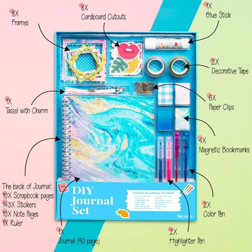 Miniatura 7 de ABERLLS Kit de Diario DIY para Niñas, Regalo de Cumpleaños para Niñas de 6 a 12 Años, Kits de Arte y Manualidades para Niñas Adolescentes, Set