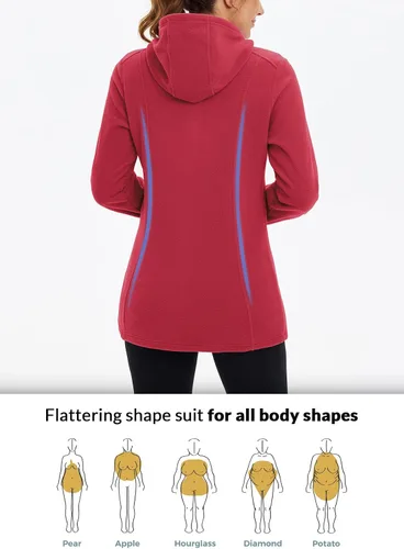 Miniatura 2 de BALEAF Chaqueta larga de forro polar con capucha y cremallera completa para mujer, abrigo de invierno suave y ligero