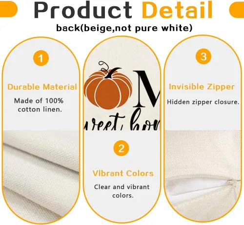 Miniatura 3 de RABUSOFA - Almohadas decorativas de calabaza de otoño, fundas de almohada de otoño de 18x18 pulgadas, fundas de almohada para Acción de Gracias
