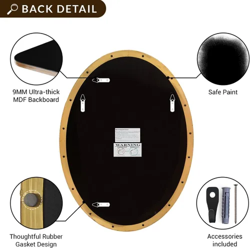 Miniatura 7 de Espejos ovalados dorados de ANDY STAR para baño, espejo de pared ovalado con marco de acero inoxidable cepillado de oro de 24x32 pulgadas, espejo